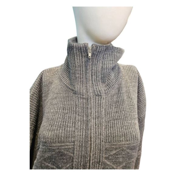 American Priority Gray Textured Zip Turtleneck Cardigan Sweater Size XL - Picture 3 of 9